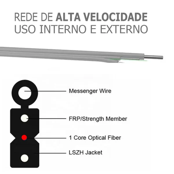 Bobina 500mt Cabo Drop 1fo Fig8 Fibra Optica Monomodo cinza - Image 3