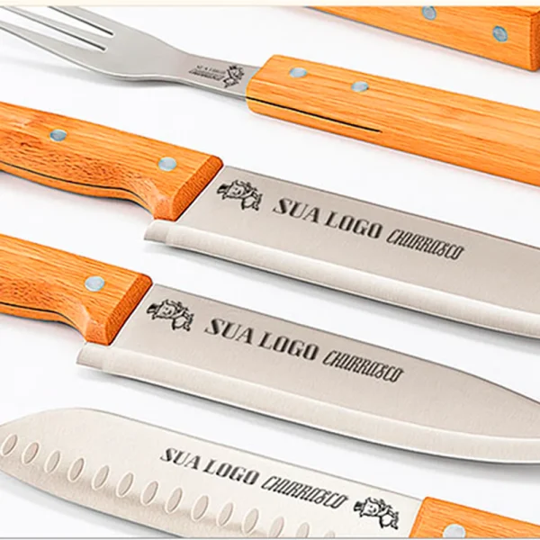 Kit Churrasco Estojo de Bambu personalizado 6 Peças - Image 2