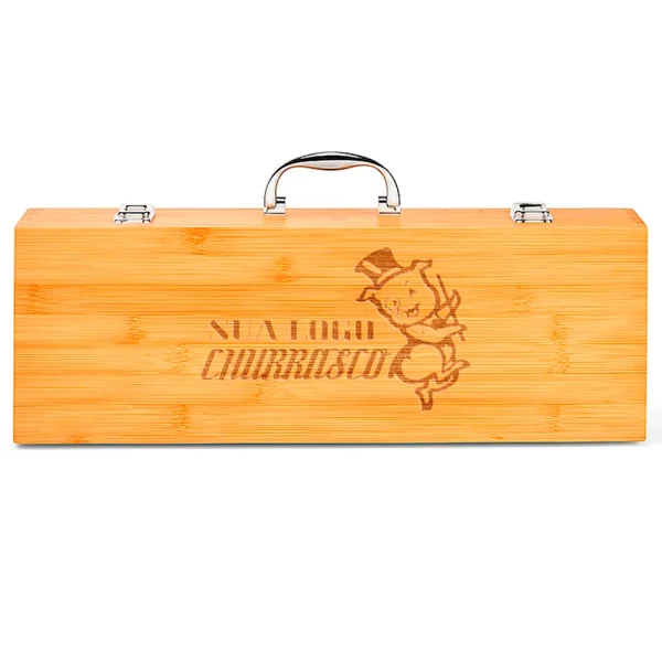 Kit Churrasco Estojo de Bambu personalizado 6 Peças - Image 3